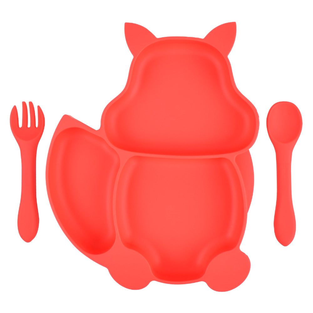 Silicone Fox Kid's Dinner Plate and Utensils