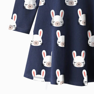 Long-Sleeved Dress With Bunny Pattern